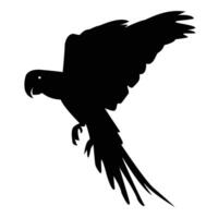 papegoja flygande silhuett, enkel illustration på vit bakgrund. vektor
