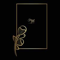 Gold glänzend glühend Jahrgang Rahmen mit Blume isoliert Blumen- Hintergrund golden Luxus Rahmen vektor