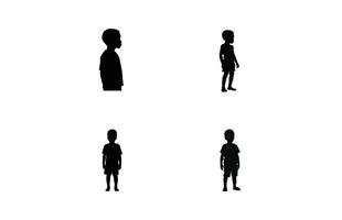 silhuetter av afrikansk barn ansikten uppsättning. afrikansk Pojkar ansikte silhuett uppsättning vektor