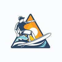 surfa klubb emblem logotyp. surfing illustration design inspiration vektor