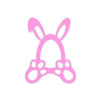 påsk kanin rosa kanin ägg hållare med stor tassar ansikte redaktör vektor