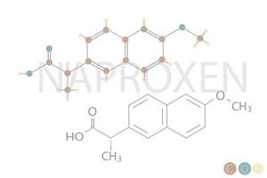 naproxen molekyl skelett- kemisk formel vektor