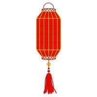 Chinesisch rot Papier Laterne, erinnernd von kulturell Reichtum und festlich Atmosphäre. ein festlich Festival zum gut Glück. verlängert rechteckig. Mond Festival, kulturell Präsentationen. isoliert vektor