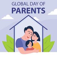 illustration grafisk av Lycklig familj kramas varje Övrig inuti de hus, perfekt för internationell dag, global dag av föräldrar, fira, hälsning kort, etc. vektor