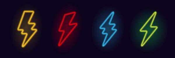 neon kreativ logotyp kraft bult och energi blixt vektor