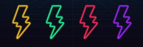 Neon- Energie Blitz und dynamisch Symbol vektor