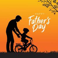 Lycklig fars dag, far och son ridning cyklar vektor