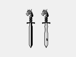 zwei Schwerter mit Drachen Köpfe auf Sie vektor