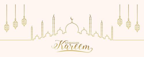 baner firande islamic ramadan kareem linje design vektor