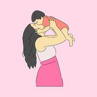 illustration mors omfamning, kärlek och vård vektor
