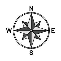 Kompass Symbol Design. Orientierungshilfe Instrument Zeichen und Symbol. vektor