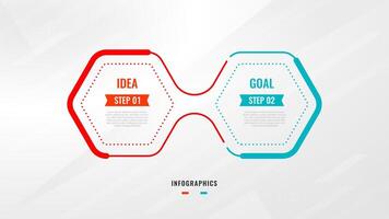 två steg infographic märka design mall med linje ikoner. bearbeta steg diagram, presentationer, arbetsflöde layout, baner, strömma Diagram, info Graf illustration. vektor