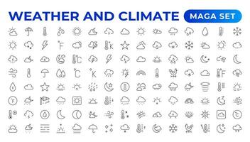 Wetter Symbole. Prognose Symbol Satz. Wolken Logo. , Wolken, sonnig Tag, Mond. Illustration. Wetter Symbole zum das Netz. Prognose Wetter eben Symbole. Piktogramm Satz. vektor