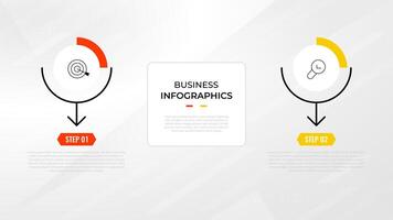 zwei Schritt Infografik Etikette Design Vorlage mit Linie Symbole. Prozess Schritte Diagramm, Präsentationen, Arbeitsablauf Layout, Banner, fließen Diagramm, die Info Graph Illustration. vektor