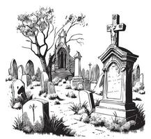 uralt Friedhof Hand gezeichnet skizzieren Illustration vektor
