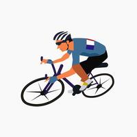 Radfahrer Sportler Charakter. Fahrrad aktiv Sport Leben und gesund Lebensstil, Fahrrad Fahrer Wettbewerb. vektor