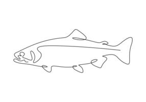 kontinuerlig ett linje teckning av lax för fiske logotyp identitet premie illustration vektor