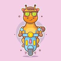 cool Giraffe Charakter Maskottchen Karikatur Reiten Roller Motorrad vektor