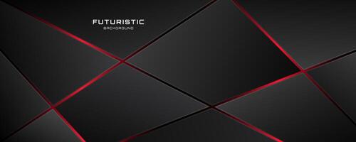 3d svart techno bakgrund överlappning lager på mörk Plats med röd ljus rader effekt dekoration. modern grafisk design element. skära ut form stil begrepp för webb baner, flygblad, kort, omslag eller broschyr vektor