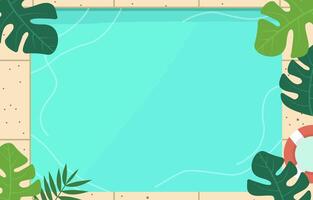topp se av simning slå samman ram bakgrund i sommar Semester med löv och kopia Plats vektor