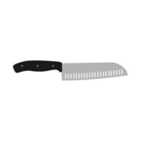 Santoku japanisch Küche Messer eben Design Illustration isoliert auf Weiß Hintergrund. ein traditionell japanisch Küche Messer mit ein Stahl Klinge und hölzern handhaben. vektor