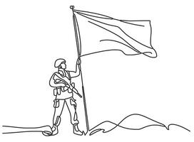 sinai befrielse dag soldat flagga hälsning kort design ett linje teckning vektor