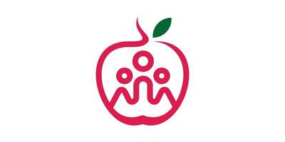 kreativ Logo Design zum Apfel und Menschen, Familie, Partner, Frucht, frisch, Logo Design Vorlage Symbol, , kreativ Idee. vektor