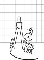 süß Ameise Tiere und Mathematik Lektion Karikatur Färbung Aktivität zum Kinder und Erwachsene vektor