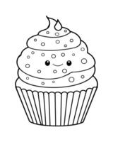 söt söt muffin färg sidor, muffin illustration, muffin svart och vit, muffin platt design, kaka konst. vektor