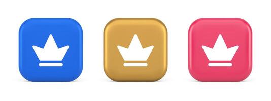 krona knapp kunglig medeltida kung drottning huvudbonad webb app 3d realistisk ikon vektor