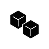 3d kub ikon. enkel fast stil. 3d modellering, modell, cad, skriva ut, konstruktion, prototyp, teknologi begrepp. svart silhuett, glyf symbol. isolerat. vektor