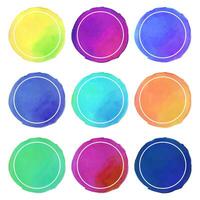 vattenfärg runda Färg cirklar klistermärke uppsättning vektor
