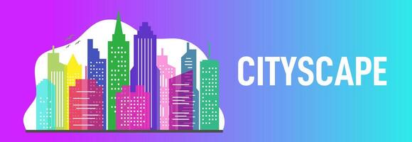 färgrik stadsbild hemsida baner illustration med byggnader vektor