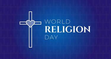 Welt Religion Tag Blau Hintergrund Illustration Banner mit Christian Kreuz vektor