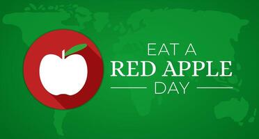 Essen ein rot Apfel Tag Grün Hintergrund Illustration vektor