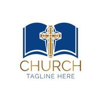 Gold und Blau Christian Kirche Logo Design vektor
