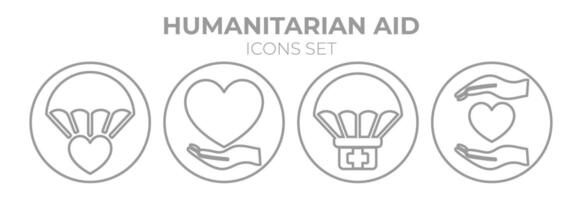 humanitär Hilfe runden Gliederung isoliert Symbol einstellen vektor