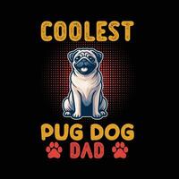 coolste Mops Hund Papa Typografie t Hemd Design vektor