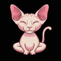 Illustration von ein süß Karikatur charmant Sphynx Katze Sitzung vektor