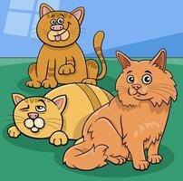 katter djurfigurer hemma tecknad illustration vektor