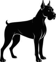 schwarz und Weiß Silhouette von ein Boxer Hund Stehen vektor