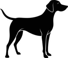 schwarz und Weiß Silhouette von ein Jagd Hund Stehen vektor