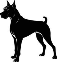 schwarz und Weiß Silhouette von ein Boxer Hund Stehen vektor