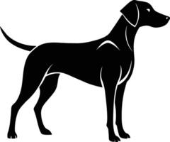 schwarz und Weiß Silhouette von ein Jagd Hund Stehen vektor