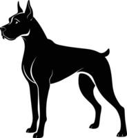 schwarz und Weiß Silhouette von ein Boxer Hund Stehen vektor