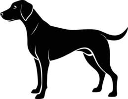 schwarz und Weiß Silhouette von ein Jagd Hund Stehen vektor