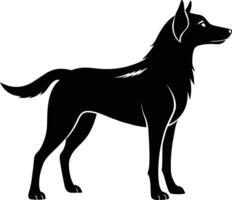 schwarz und Weiß Silhouette von ein Jagd Hund Stehen vektor