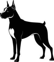 schwarz und Weiß Silhouette von ein Boxer Hund Stehen vektor