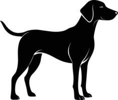 schwarz und Weiß Silhouette von ein Jagd Hund Stehen vektor