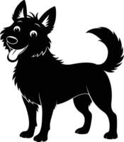 svart och vit silhuett av en Lycklig hund vektor
